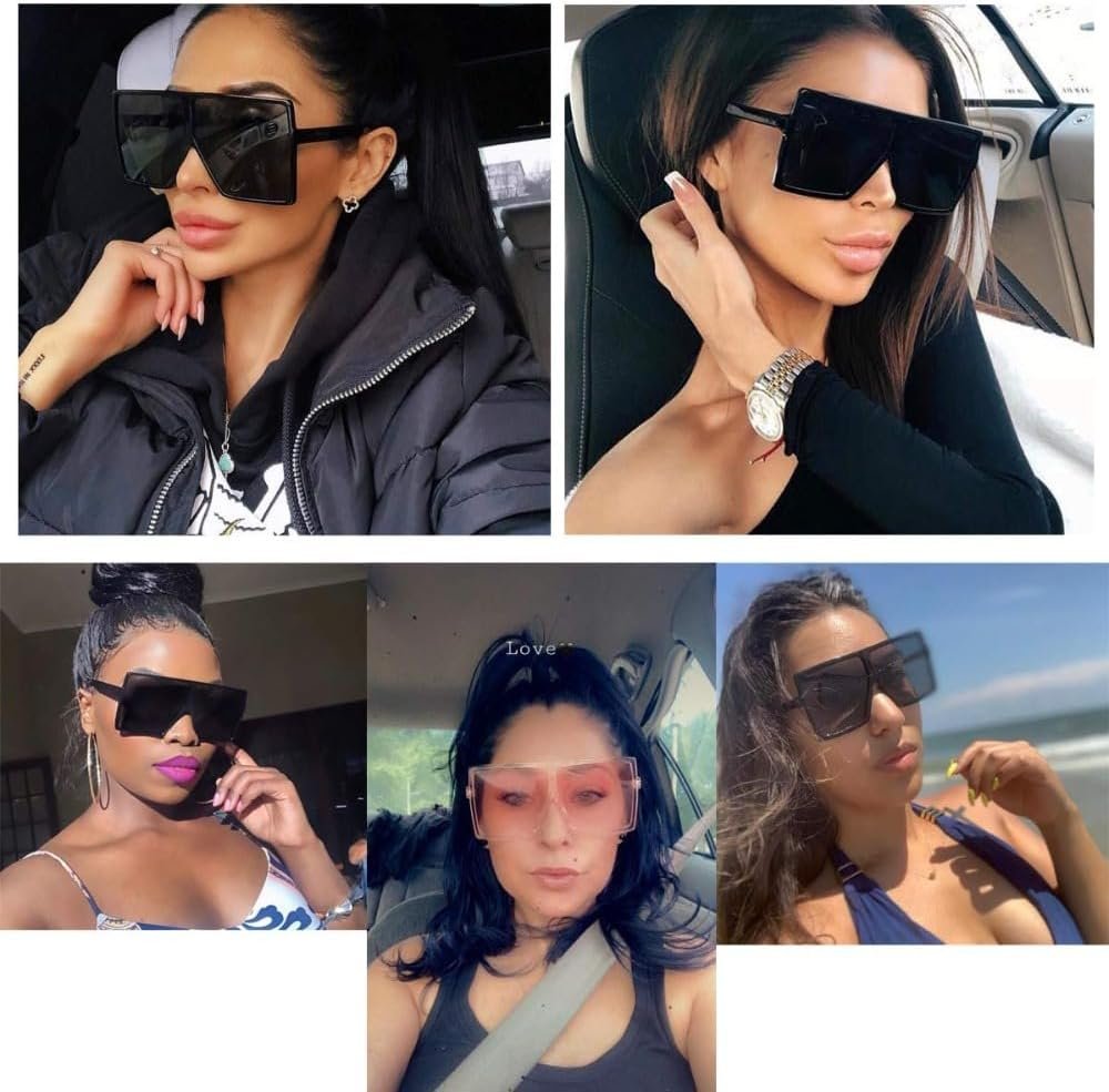Square Oversized Sunglasses for Women Men Flat Top Fashion ShadesUV Protection