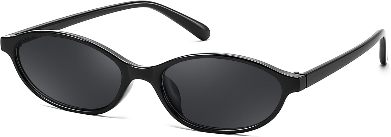 FEISEDY Retro Oval Cat Eye Sunglasses for Women 90s Narrow Lightweight Shades Y2k Trendy Sunnies B0257