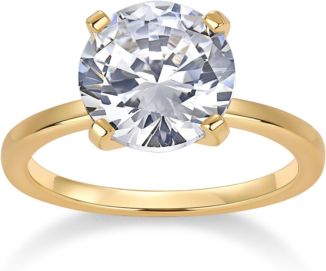 PAVOI 18K Sterling Silver Gold Round Cut Solitare 1.5 CT Moissanite Engagement Rings for Women – Moissanite Wedding Band for Women – Stone Promise Rings