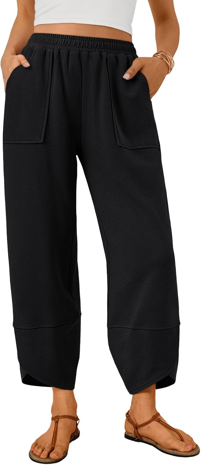 Trendy Queen Women’s Wide Leg Pants, Soft Cotton Blend with Pockets for Casual Summer