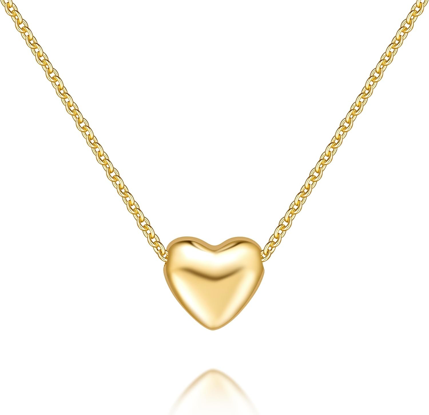 Gold Necklace for Women 14K Gold Pendant Necklaces for Women Charm Beauty Elegance and A Hint of Romance Dainty Heart Pendant Necklaces With Adjustable Length 18in