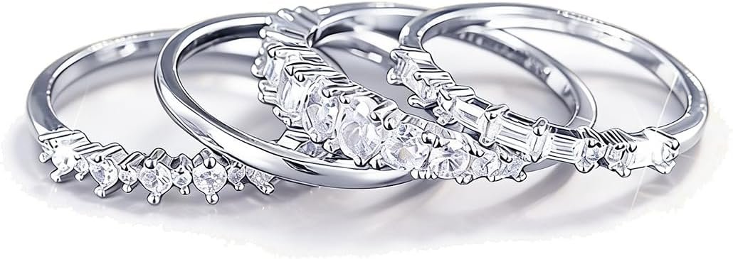 Otxas Stackable Rings for Women Non Tarnish Dainty Stacking Ring Set Wedding Bands for Women Jewelry Rings Size 6 7 8 9 10