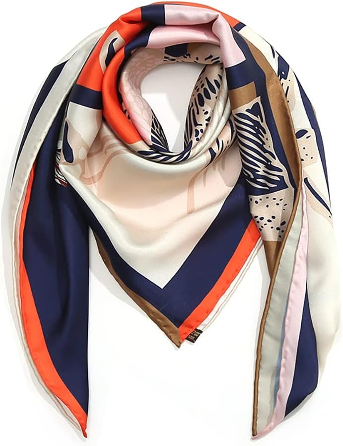 ANDANTINO 100% Pure Mulberry Silk Scarf 35″ Large Square Lightweight Headscarf –Women’s Hair Wraps-With Gift Packed