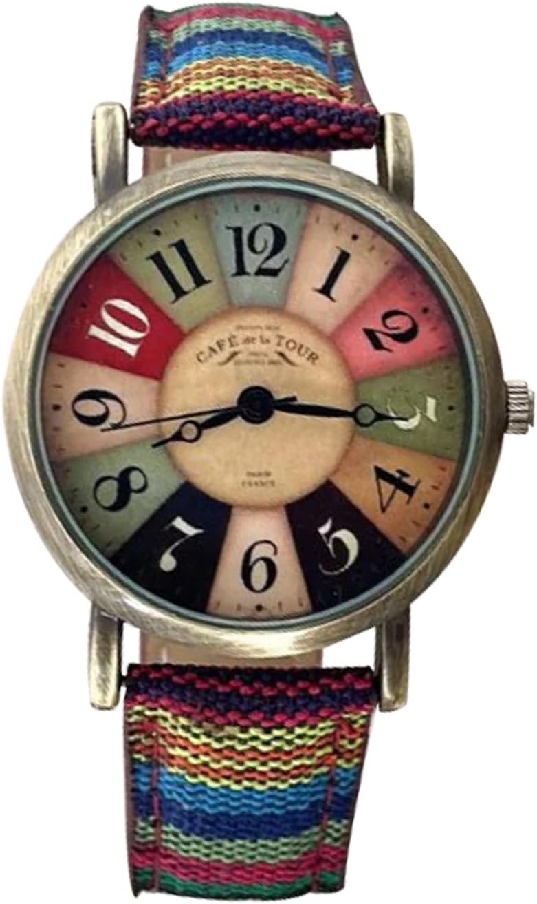 Gosasa Creative Multicolor Watch for Women Woven Strap Fashion Rainbow Pattern Women’s Watches Boho Hippie Watch Casual Style Wonderful Ladies Gift