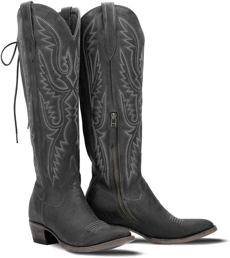 MissHeel Over the Knee Cowboy Boots for Women Adjustable Thigh High Cowgirl Boots