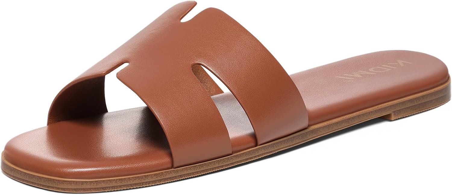 KIDMI Women’s Dressy Flat Sandals, Comfortable Slip On Summer Slides, Fashion Open Toe Casual Sandals