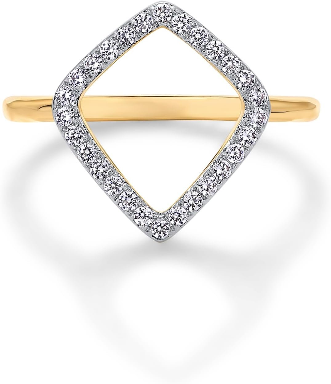 PAVOI 14K Gold Plated Two Toned Mixed Metals Diamond-Shaped Geometric Ring for Women with Cubic Zirconia | Statement Ring