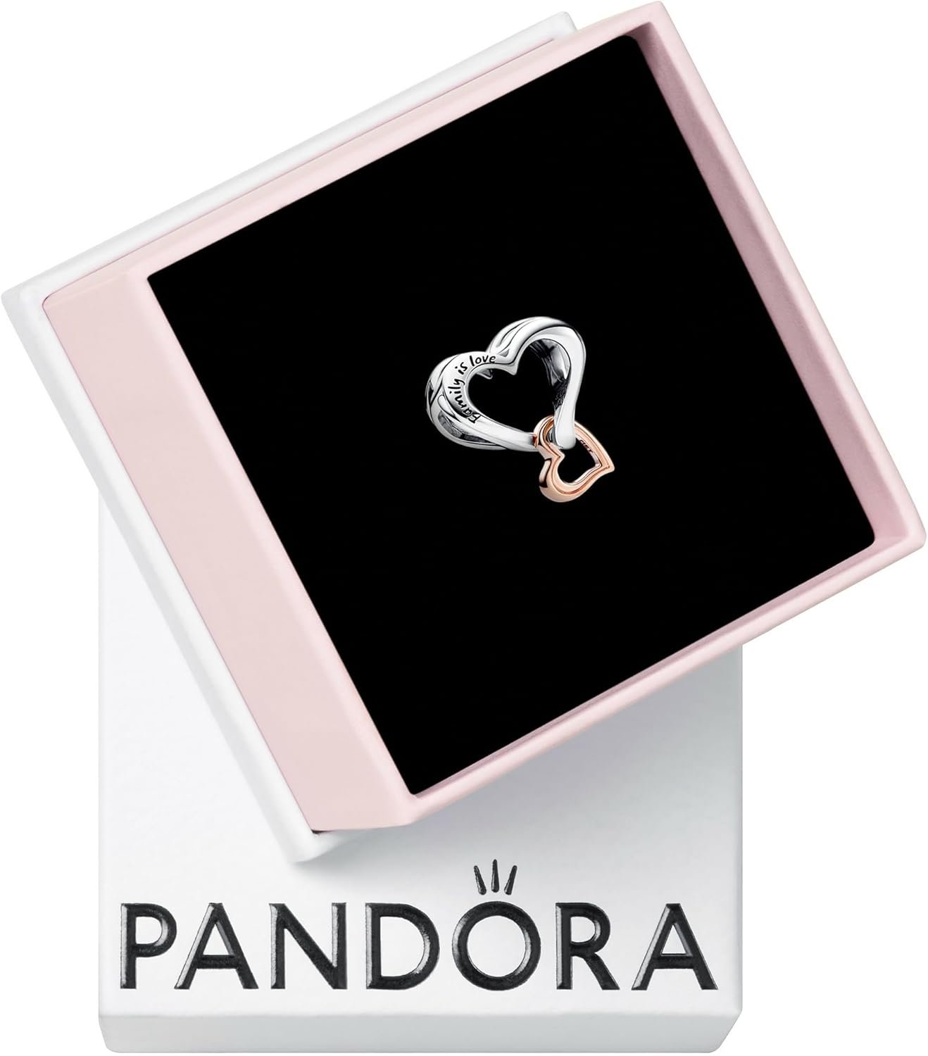 PANDORA Two-tone Openwork Infinity Heart Charm – Gift for Her – Compatible Moments Rose & Sterling Silver – With Gift Box