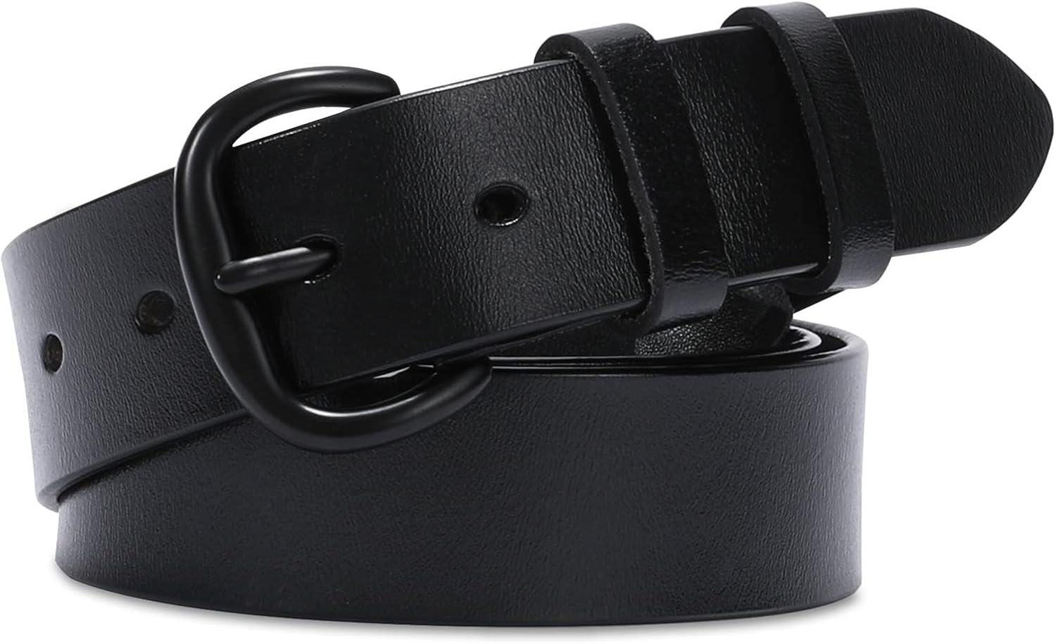 WHIPPY Women Leather Belt for Jeans Pants Dresses Black Ladies Waist Belt with Pin Buckle
