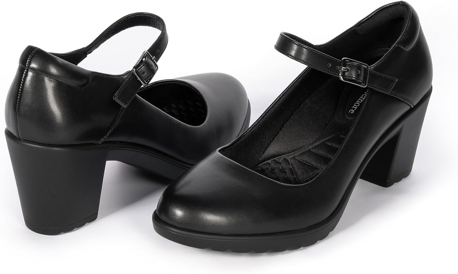 Cusolemore Mary Jane Heels with Arch Support, Closed Round Toe Chunky Pumps for Women, Comfortable Block Heel Dress Shoes