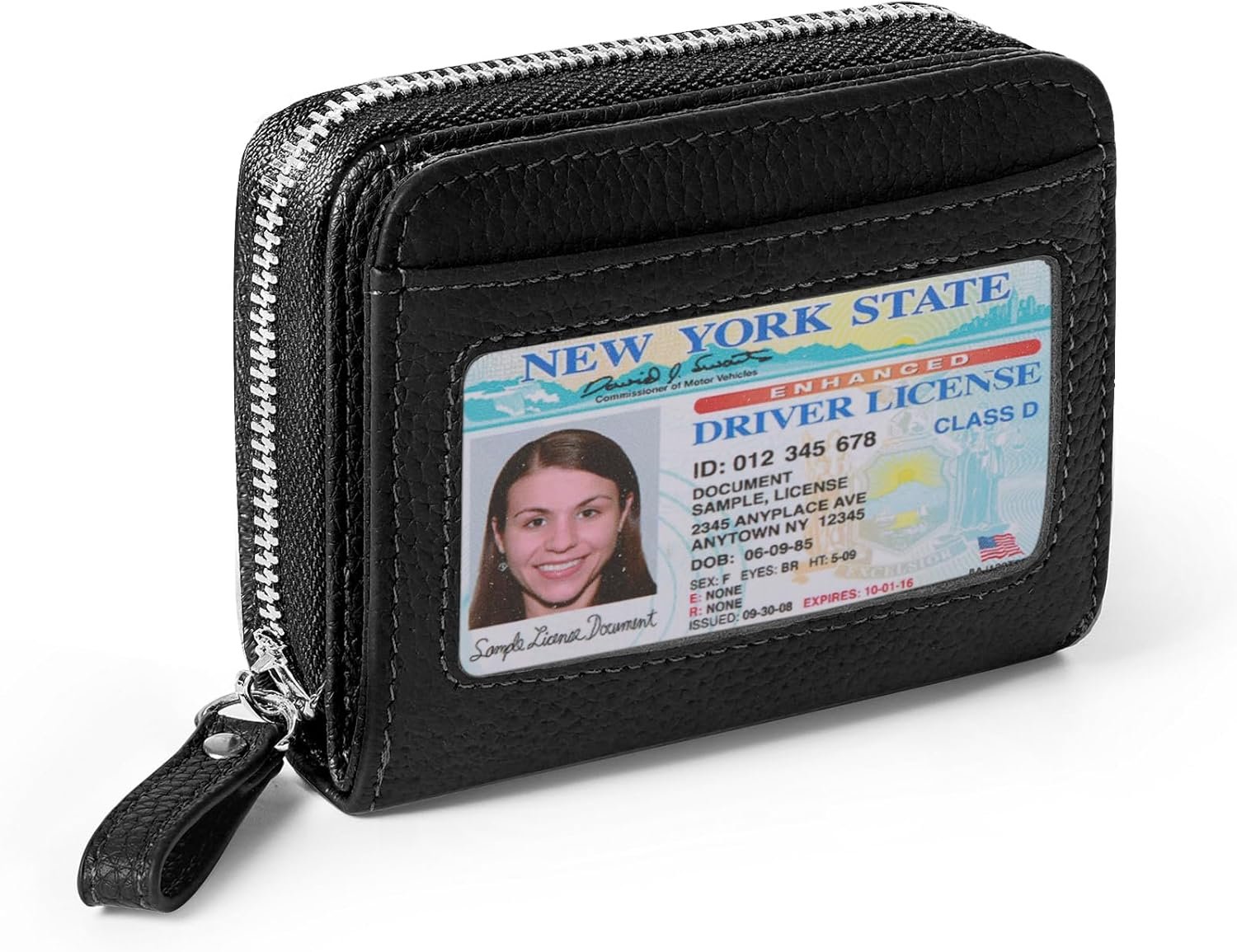 Genuine Wallet Women RFID Blocking Card Holder, Small Leather Womens Wallet with Zipper ID Window Coin Pocket