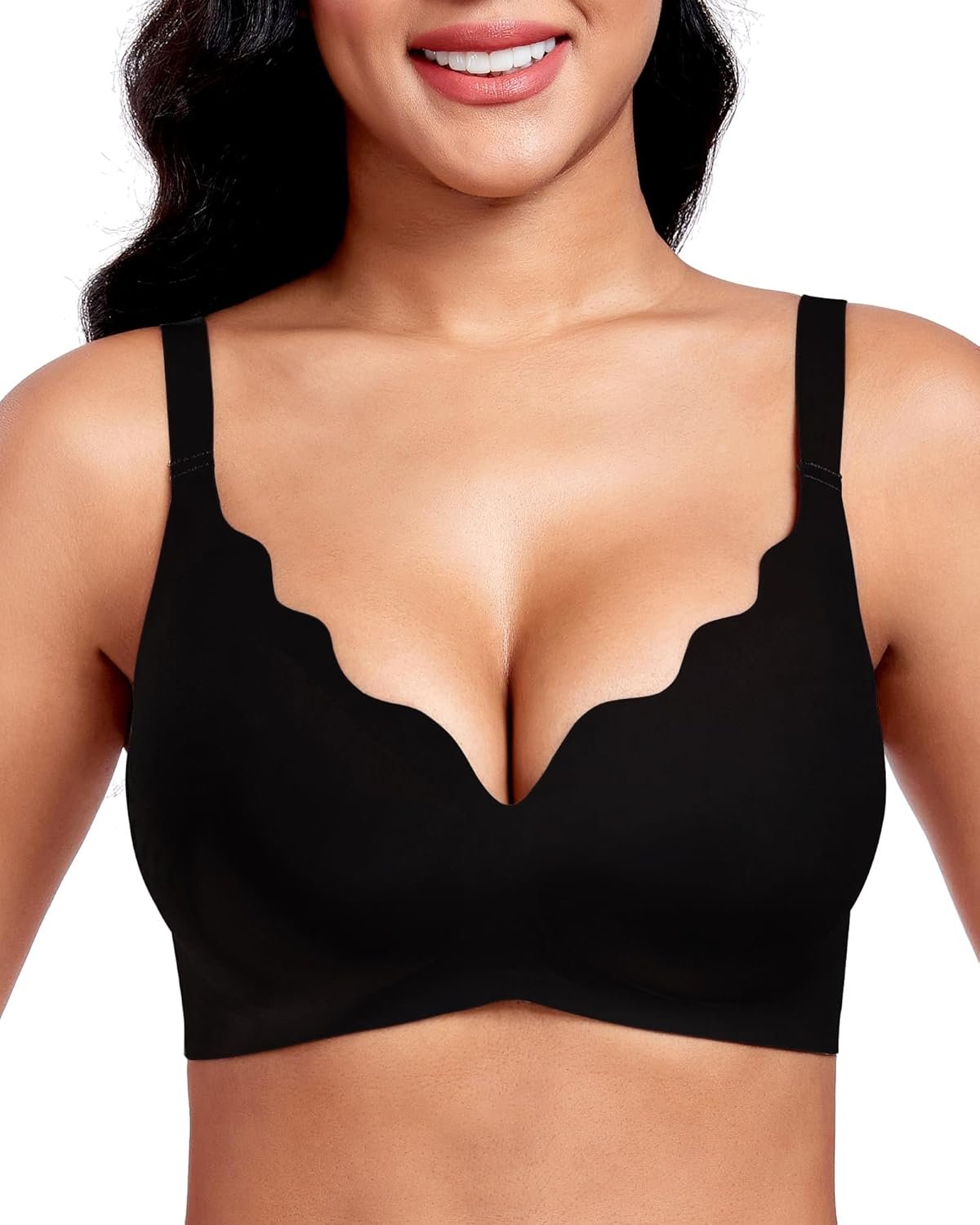 Vinfact Plunge Jelly Bras for Women No Underwire Wireless Lift Full Coverage T Shirt Everyday Sleep Bra