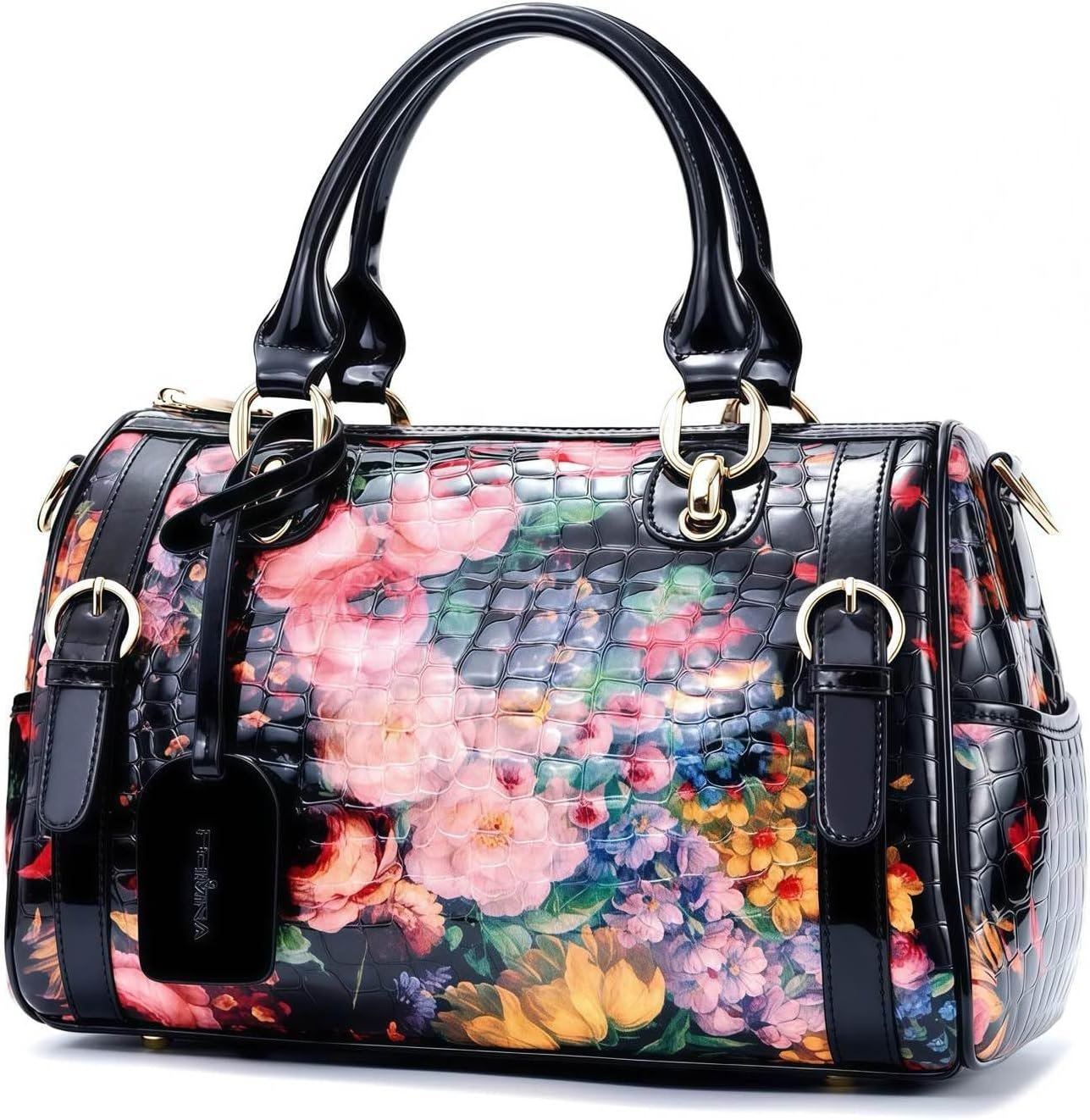 Medium Genuine Leather Shoulder Bags Purses Handbags for Women,Patent Leather Handbags,Leopard Print Crossbody Bags | Genuine Leather