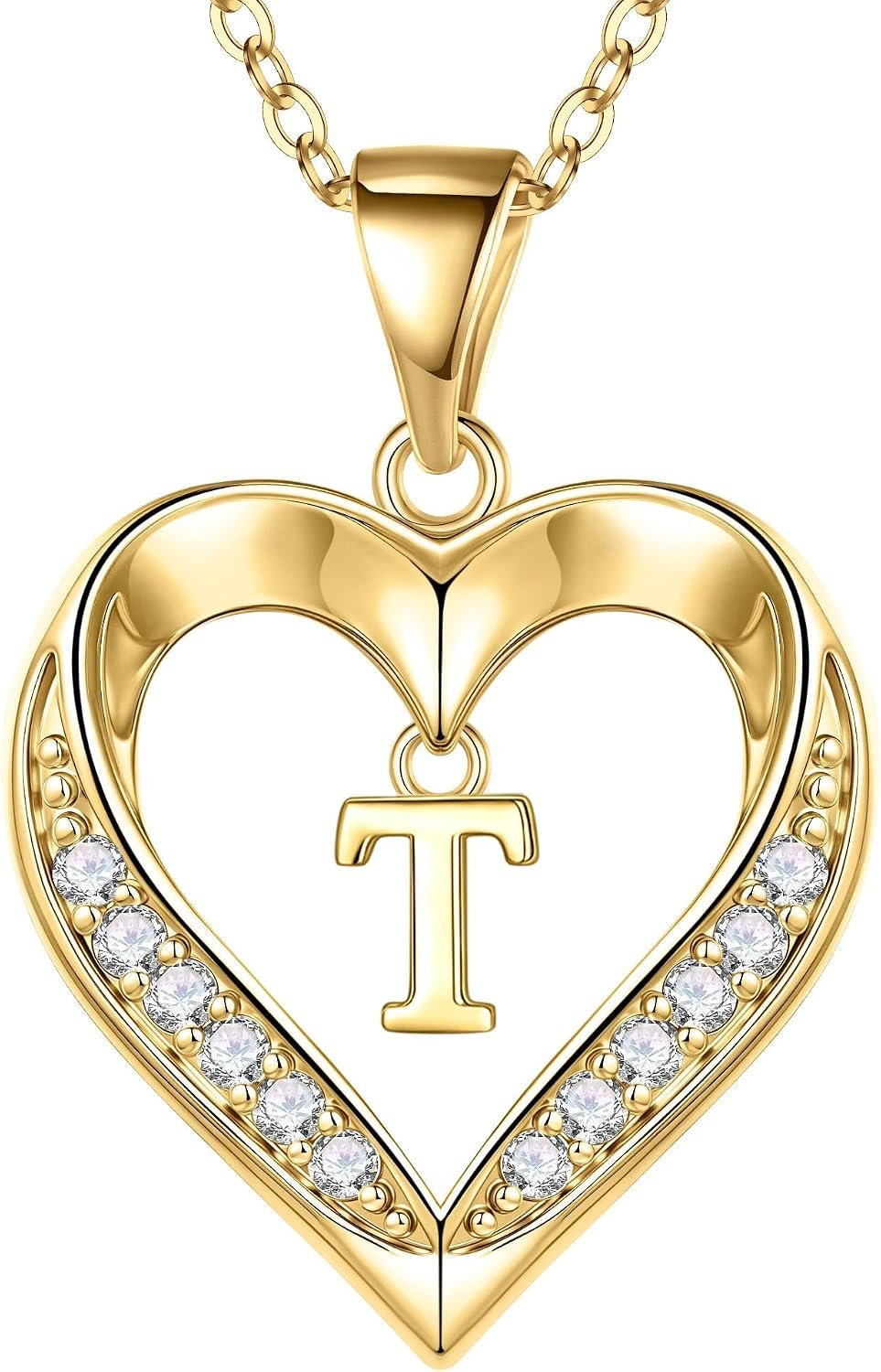 Turandoss Heart Initial Necklaces for Women – Dainty 14K Gold Plated CZ Heart Pendant Necklace with Tiny Letter A-Z, Non Tarnish Waterproof Trendy Jewelry Gifts for Mom Wife Girlfriend