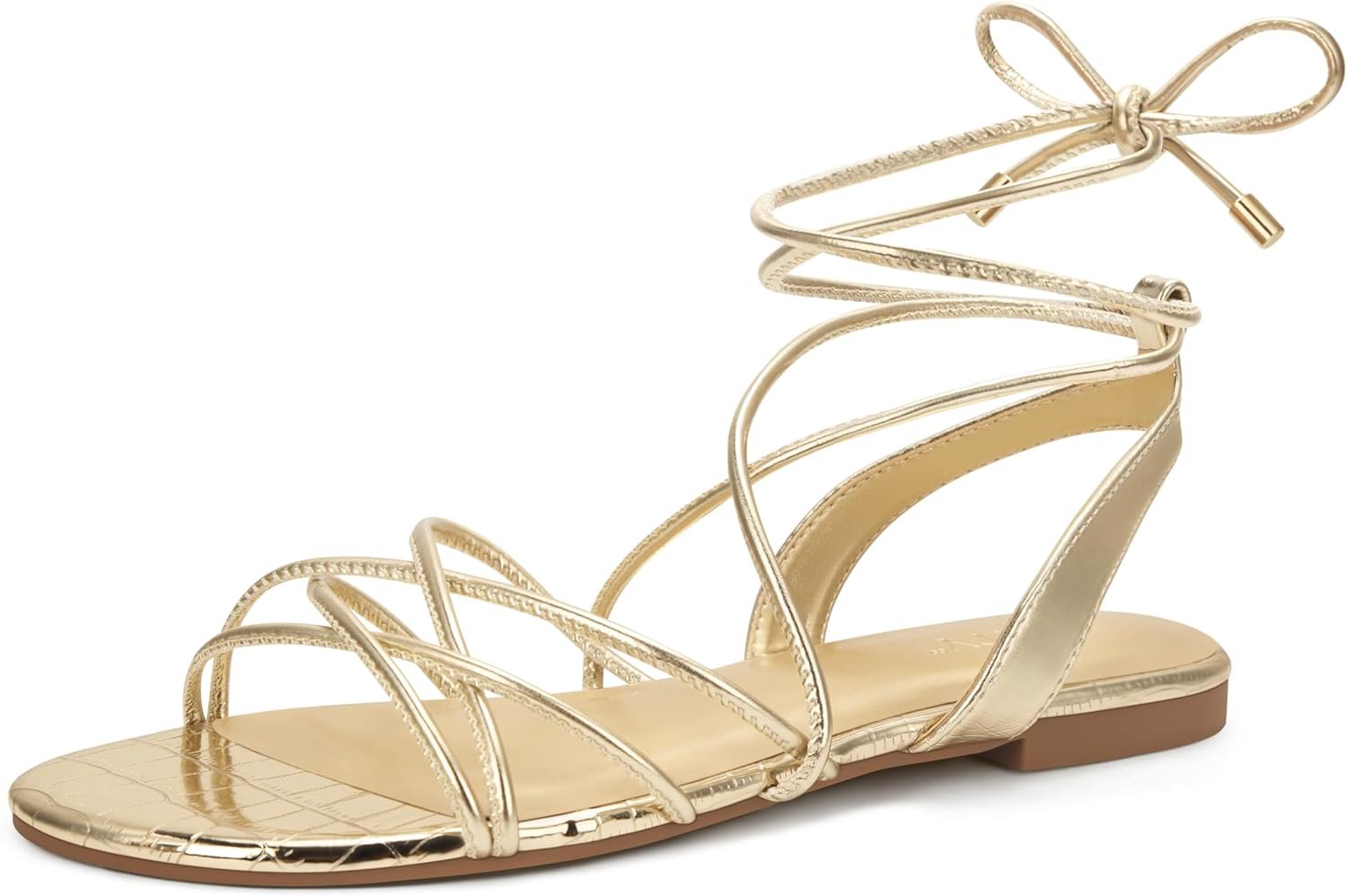 PARTY Women’s Strappy Sandals Gladiator Lace Up Flats Summer Wrap Open Toe Tie Up Shoes