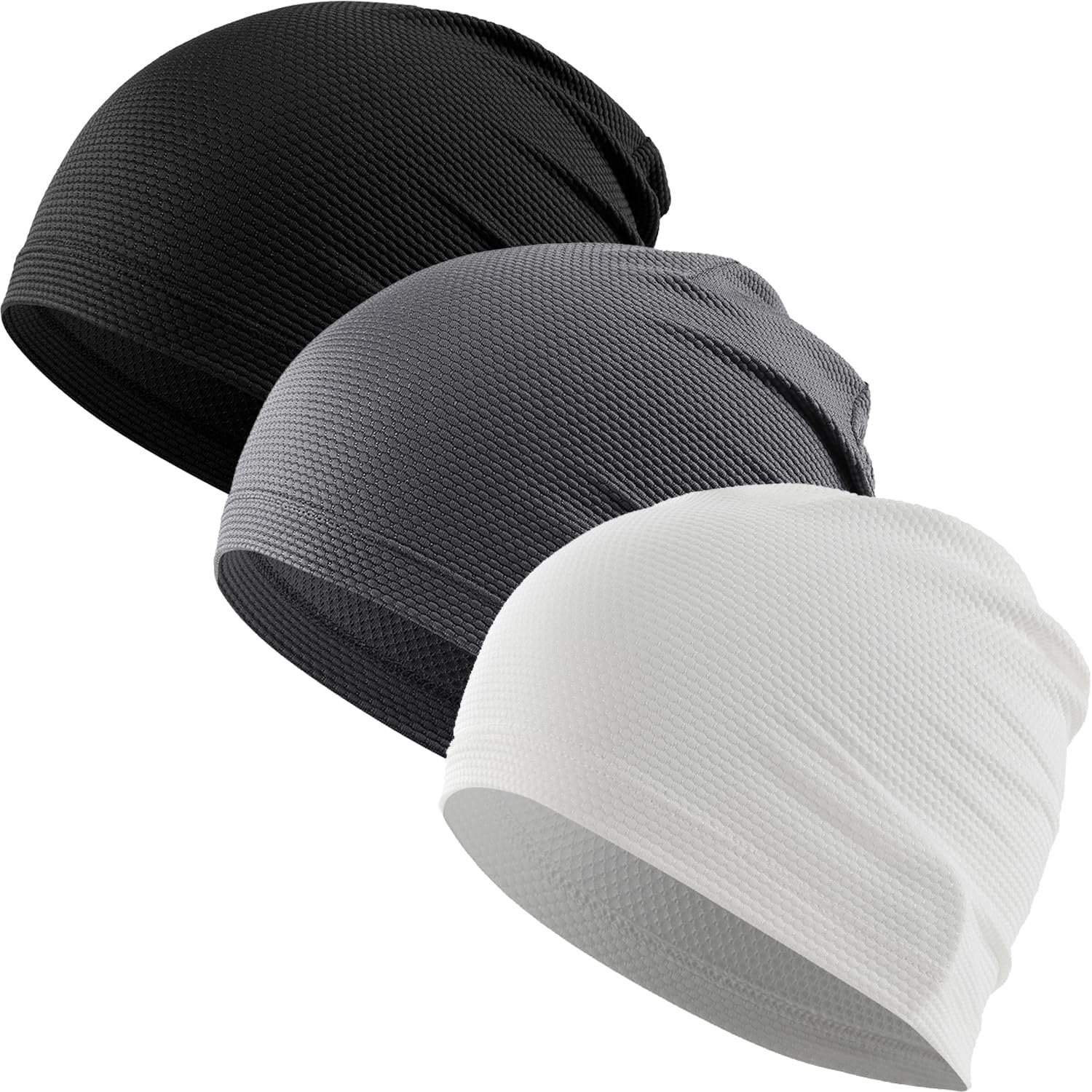 WTACTFUL 3-Pack Cooling Skull Caps for Men & Women – Breathable 3D Mesh Running Caps for Cycling, Gym & Summer & Winter