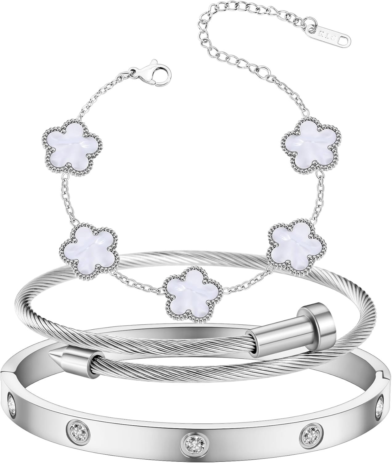 Gold Bracelets for Women 18K Gold Plated Love Friendship Bracelet With Cubic Zirconia Cuff Bangle Jewelry Set Witness the Gift of Love