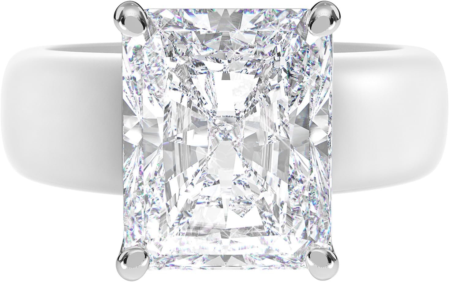 Rinfit Silicone Ring with Stone – Emerald Cut Cubic Zirconia Solitaire Engagement Ring for Women – Rubber Wedding Bands – Patented Design