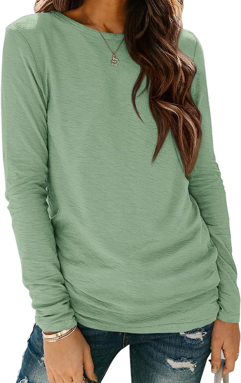 ATHMILE Womens Long Sleeve Shirts Basic Tee Fall Trendy Teen Girl Teacher School Business Casual Workout 2026 Fashion