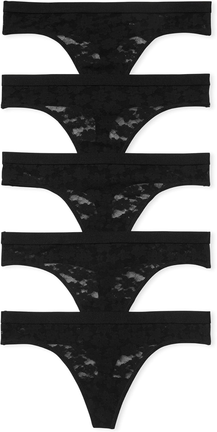Victoria’s Secret PINK Women’s Lace Thong Underwear, Panties for Women, Multi Pack (XS-XXL)