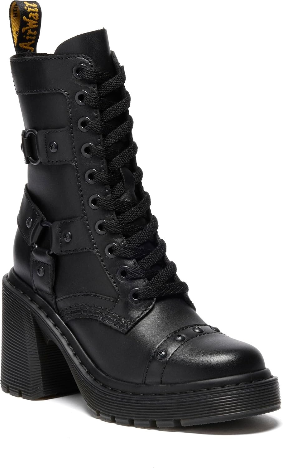 Dr. Martens Women’s Chesney Harness Flare Heel Leather Boots