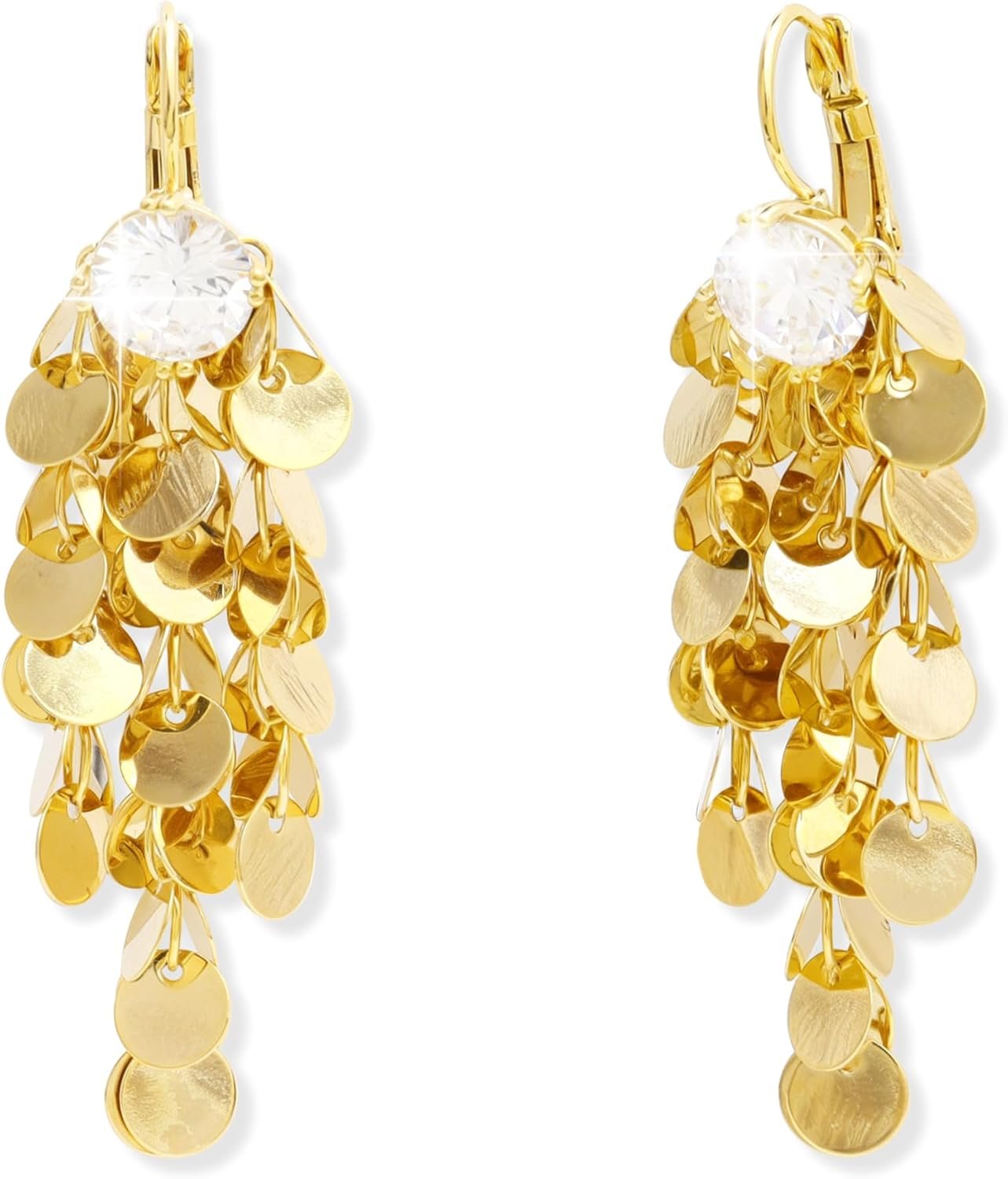 Sonateomber Gold Metal Disc Tassel Dangle Earrings for Women, Trendy Statement Lightweight Coin Sequin Chandelier Multilayer Dangling Drop Hoop Earring Prom Accessories Fashion Jewelry Gift