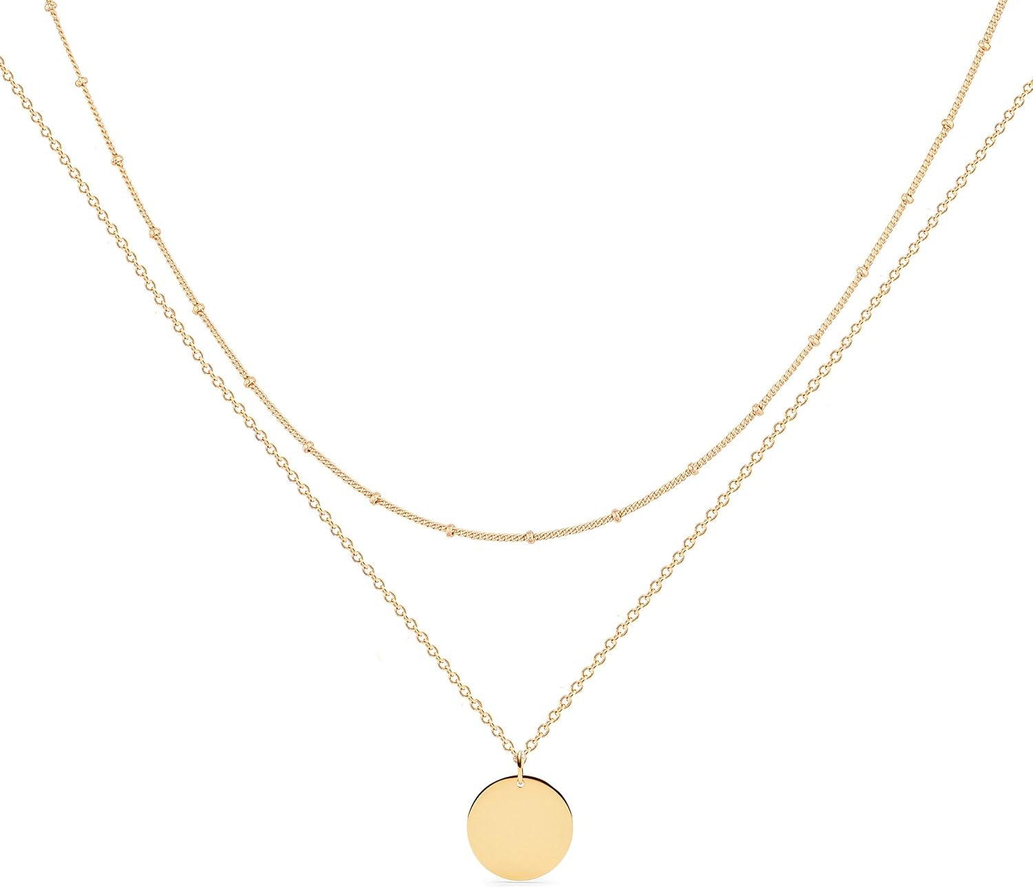 MEVECCO Layered Heart Necklace Pendant Handmade 18k Gold Plated Dainty Gold Choker Arrow Bar Layering Long Necklace for Women