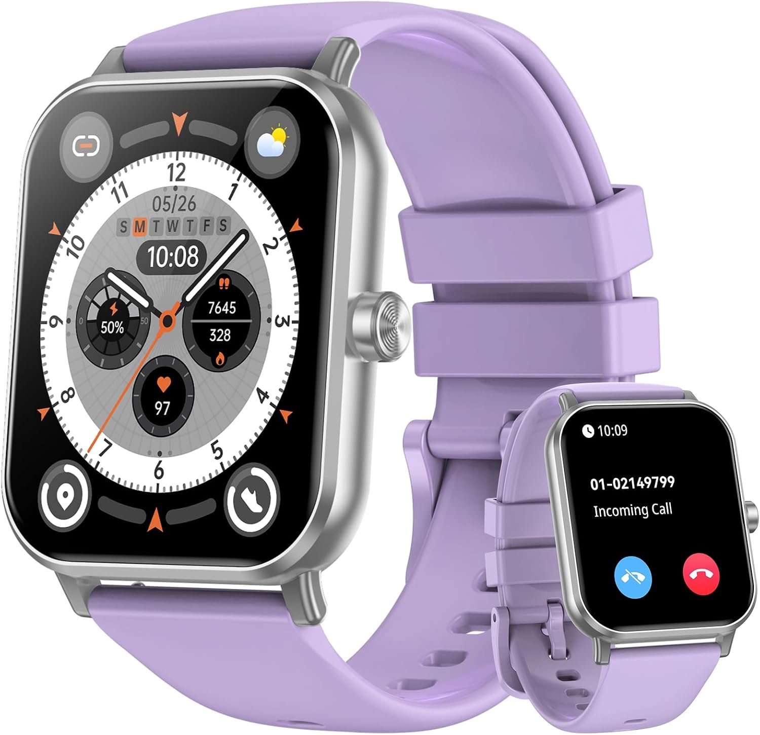 Smart Watch for Women – 1.85″ 2026 Upgraded Fitness Tracker Bluetooth Call and text Smartwatch with 7 Day Battery 5 ATM Waterproof Heart Rate Sleep Monitor 130+ Sport Modes for Android & iOS (Purple)