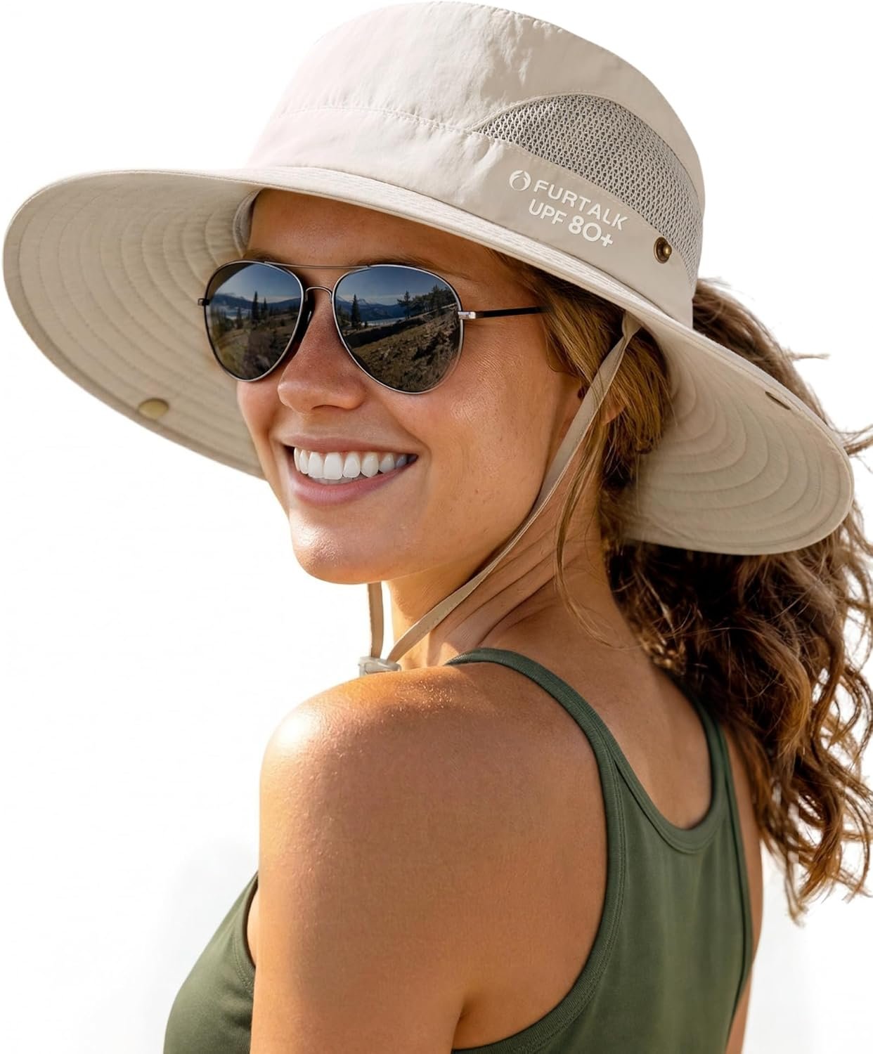 FURTALK Womens Sun Hat with Ponytail Hole Beach Hiking Summer Wide Brim UPF 80+ Outdoor Protection Foldable Bucket Hat