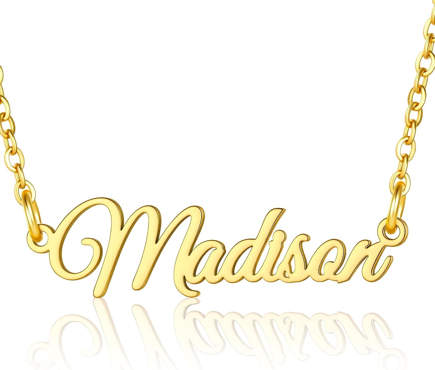 Ritach Custom Name Necklace – Personalized Stainless Steel Name Necklace Dainty Gold Name Plate Necklaces for Women Girls Personalized Gifts Birthday Gifts