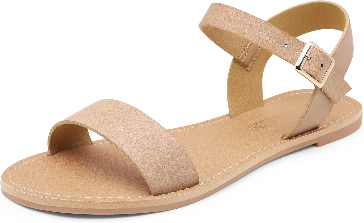 DREAM PAIRS Women’s Ankle Strap Flat Sandals Open Toes One Band Buckle Summer Dressy Sandals