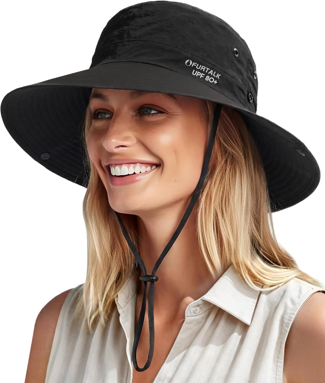 FURTALK Sun Hats for Women Ponytail UPF 80+ Beach Summer Hat Wide Brim Packable Cowboy Hat