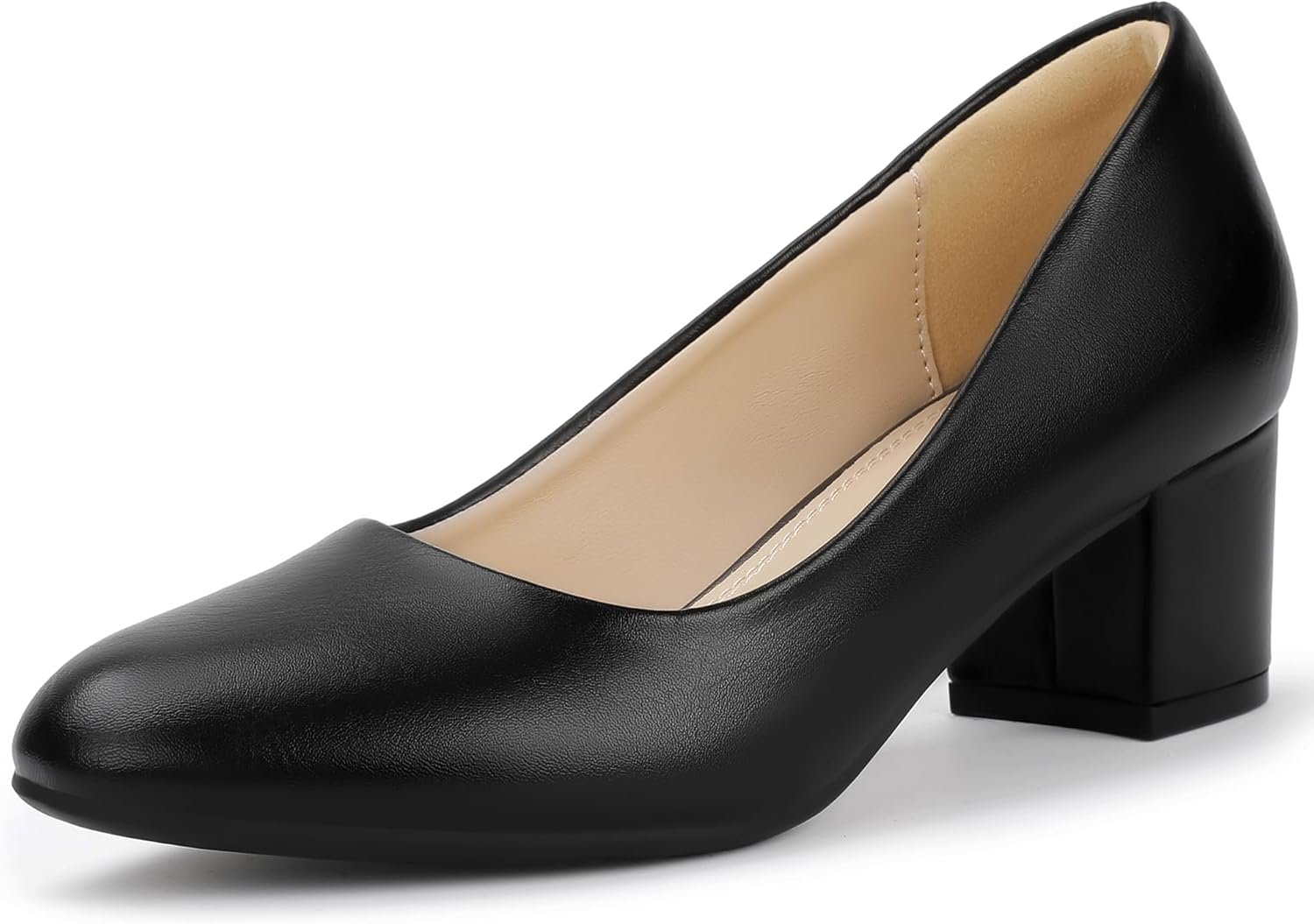 IDIFU IN2 Women’s Pumps Closed Round Toe Low Block Chunky Heels Short Small Thick Heels Wedding Bridal Homecoming Work Prom Dress Shoes for Women Comfortable Cute Dressy Formal Classic Pumps Shoes