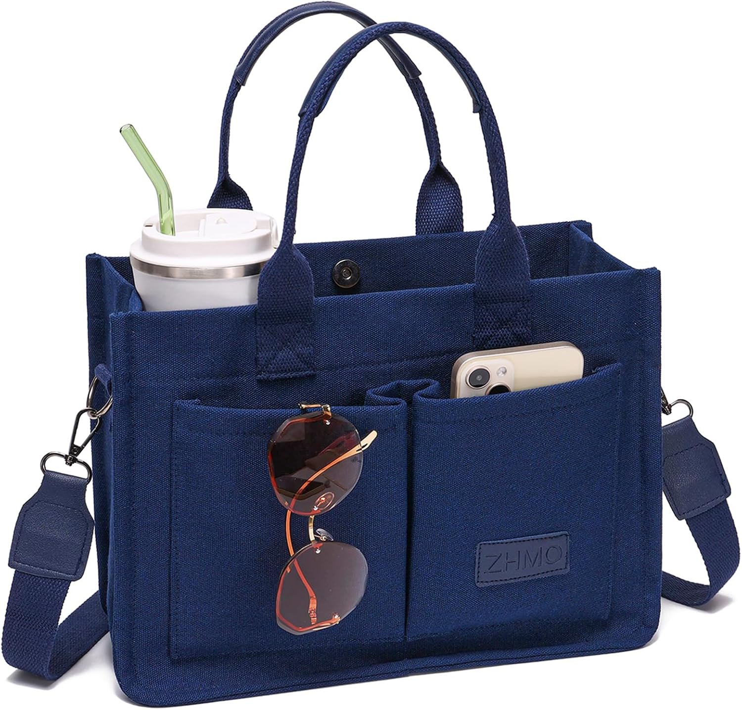 ZHMO Canvas Tote Bag for Women,Women’s Bags Crossbody Bags Work Laptop Tote Bag Large Handbags Purse for Travel Nurse Teacher