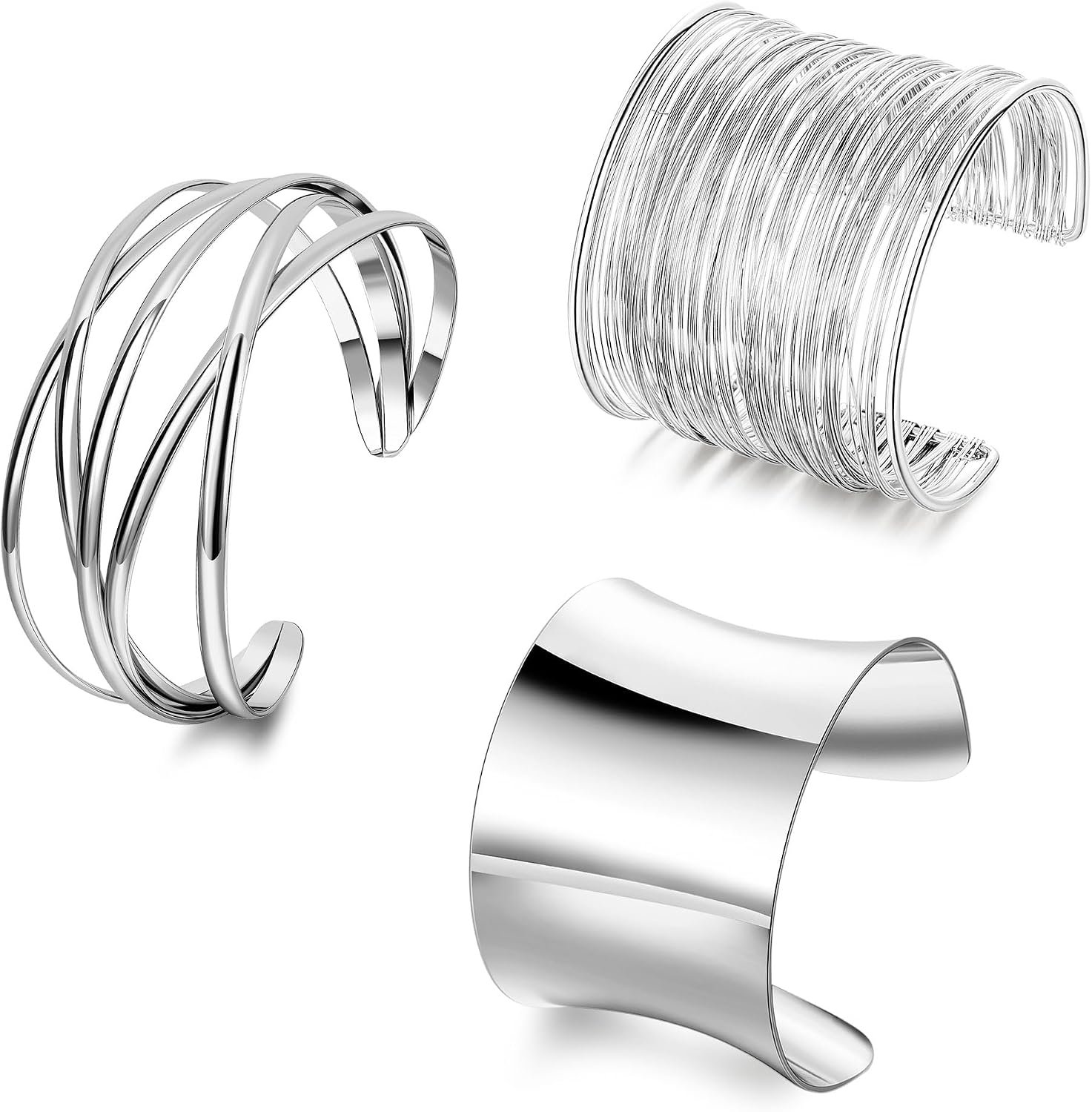 3Pcs Chunky Gold Cuff Bracelets Open Wide Bangle Bracelets Set for Women Minimalist Irregular Bracelet Statement Wrist Cuff Wrap Bracelet Jewelry