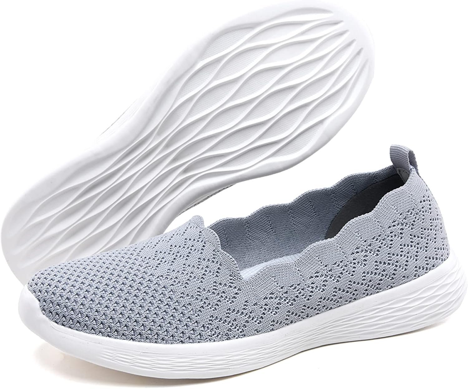 poemlady Women’s Slip on Loafer Shoes – Mesh Casual Ballet Flat Nurse Walking Sneakers Knit Round Toe Casual Memory Foam Shoes