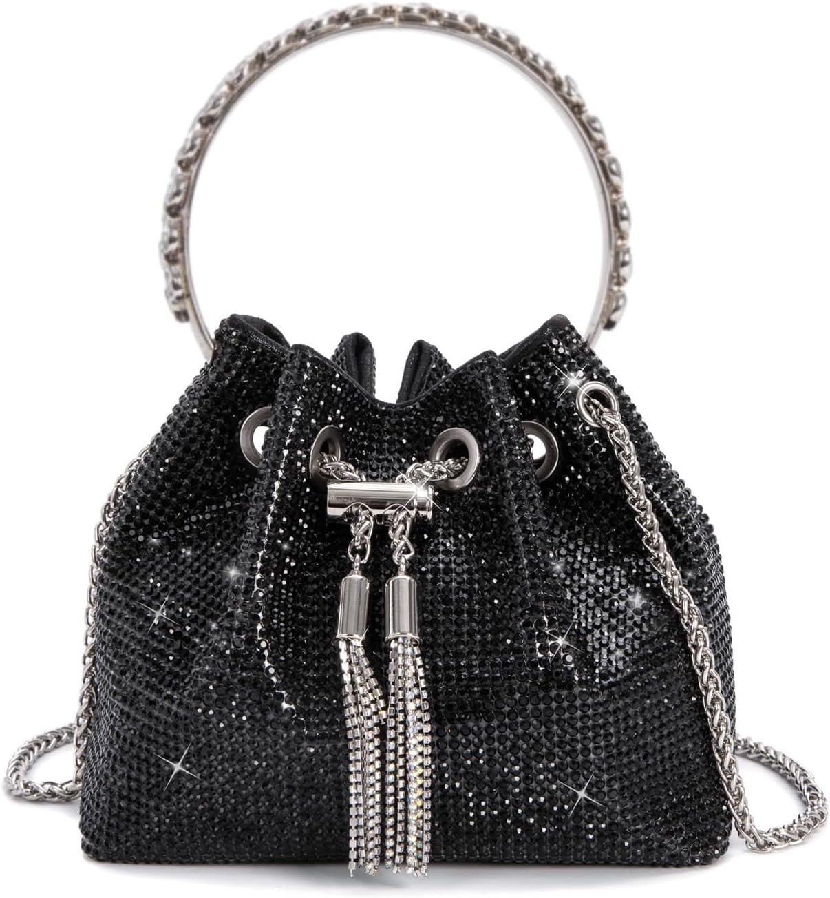 Sweetovo Bling Crystal Rhinestone Purse for Women Sparkly Clutch Handbag Crossbody Bag for Evening Wedding Party Prom