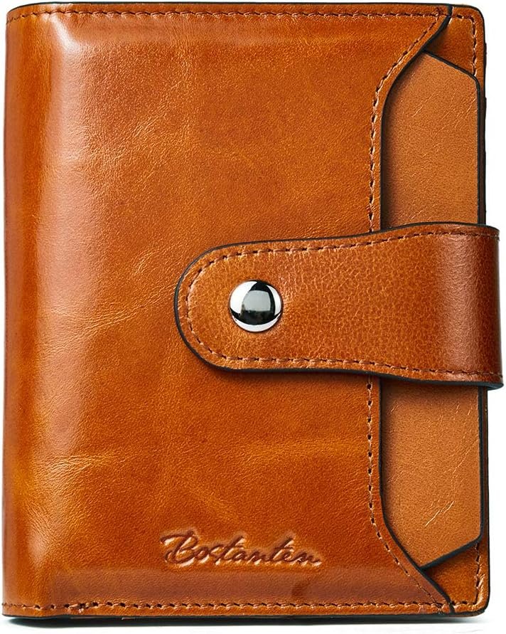BOSTANTEN Women Leather Wallet RFID Blocking Bifold Zipper Pocket Wallet Card Case Purse with ID Window