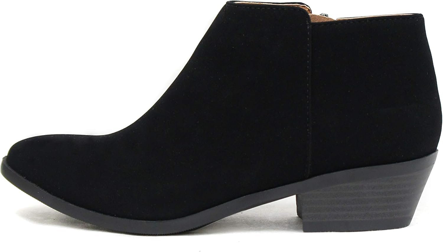 Soda Women’s Mug Round Toe Faux Suede Stacked Heel Western Ankle Bootie