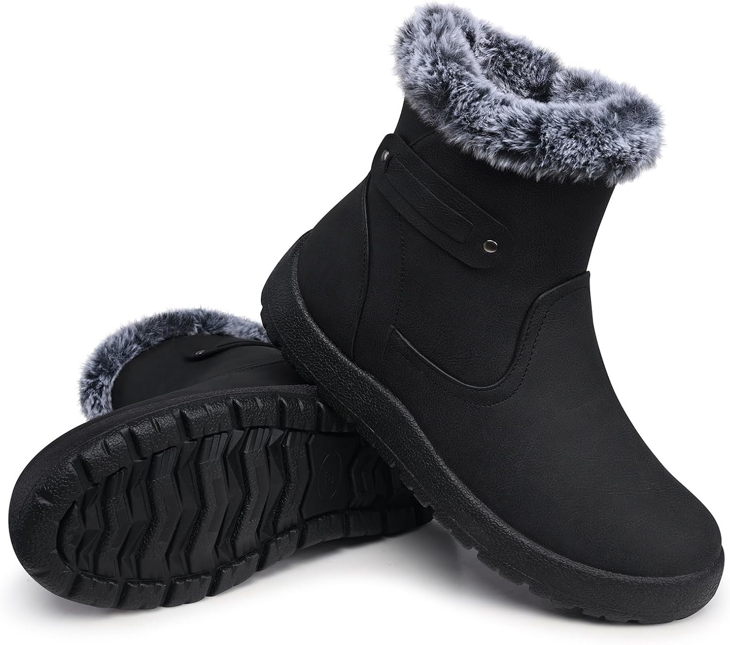 SHIBEVER Women’s Snow Boots Winter Fur Lined Waterproof Anti-Slip Booties Women Ankle Snow Boots