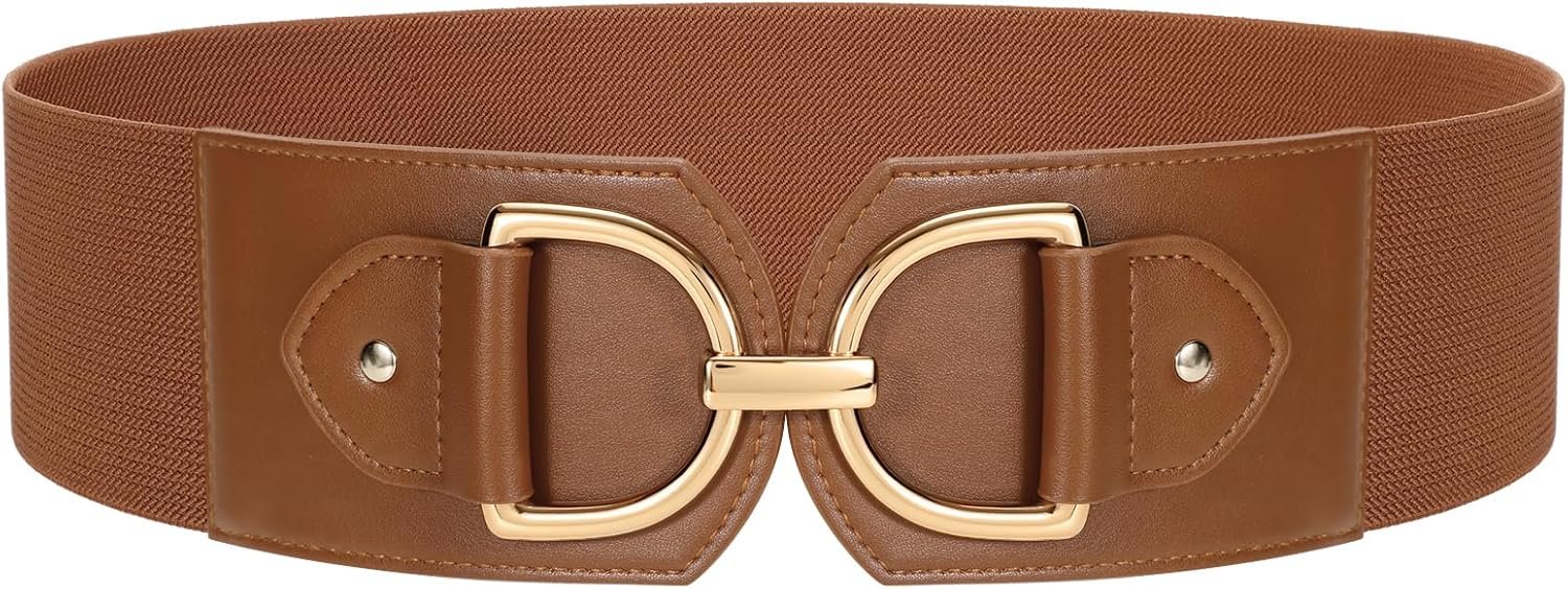 TRIWORKS Women Wide Elastic Waist Belt Fashion Stretchy Belt for Dresses
