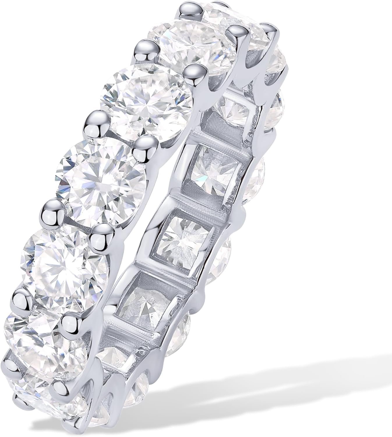 PAVOI 14K Gold Plated Eternity Ring for Women – Statement Eternity Band Rings with Round Cubic Zirconia – Stackable Wedding Band – Love Engagement Trendy Bridal Jewelry