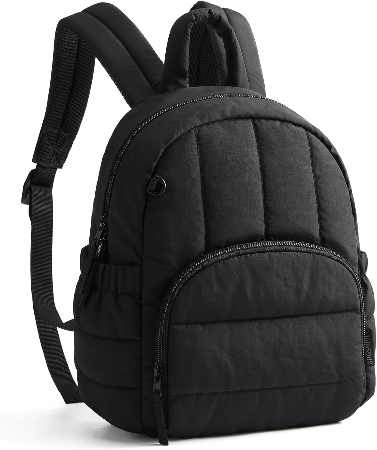 BAGSMART Mini Backpack for Women, Lightweight Puffer Small Backpack Purse, Quilted Casual Travel Daypack, Cute Water-Resistant Bookbag for Daily, Black