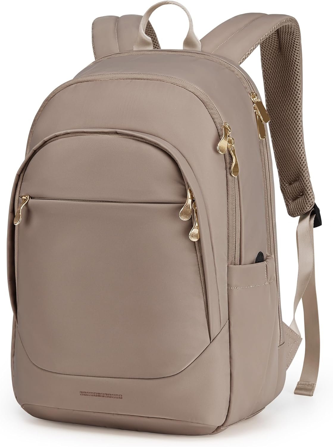 LIGHT FLIGHT Travel Laptop Backpack Women, 15.6 Inch Laptop Backpack with USB Charging Hole, Water Resistant College Bookbag, Black Computer Backpacks for Work, Champagne
