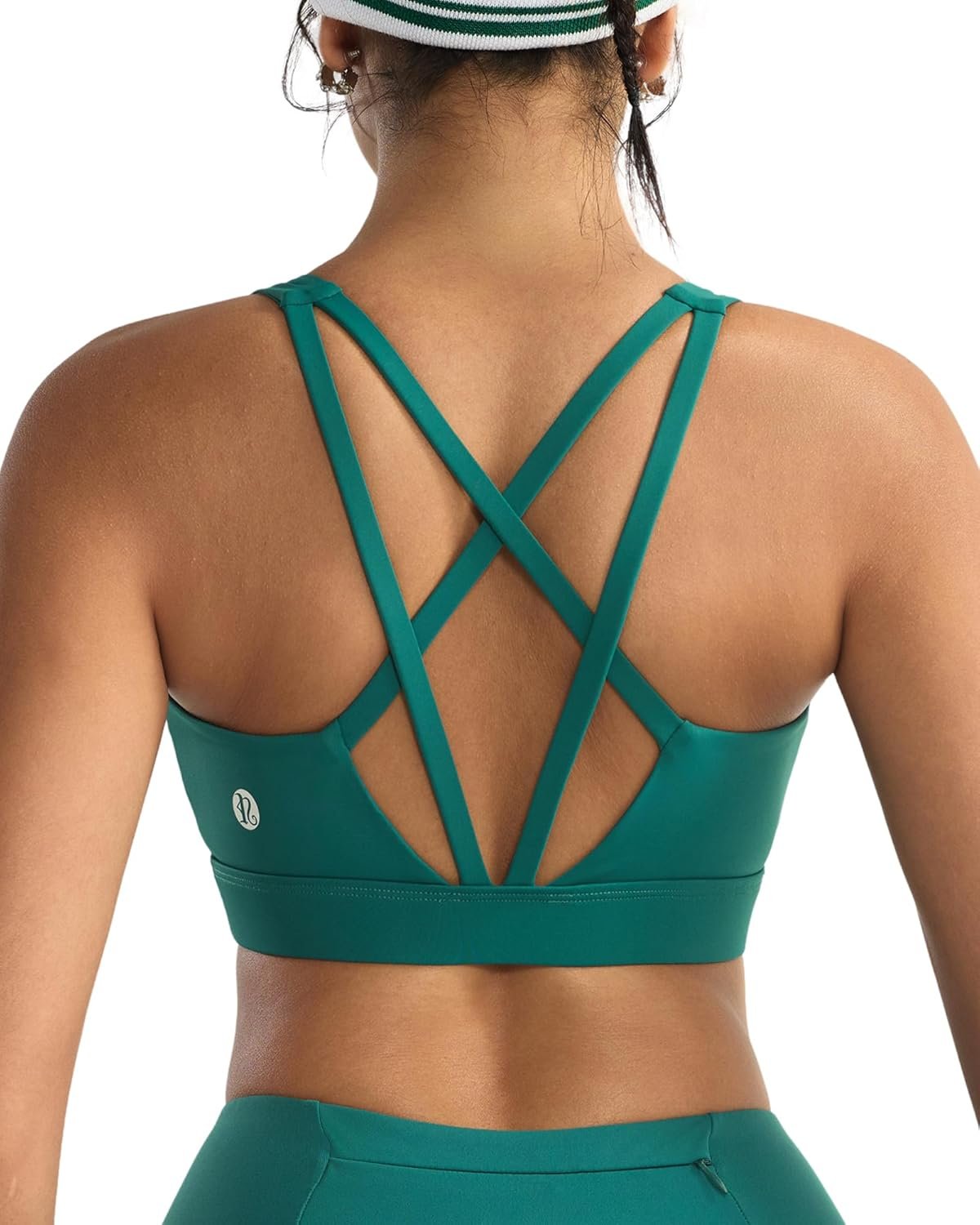 RUNNING GIRL High Impact Sports Bras for Women – Scoop Neck Strappy Sports Bra High Support Moulded Cup Workout Bra