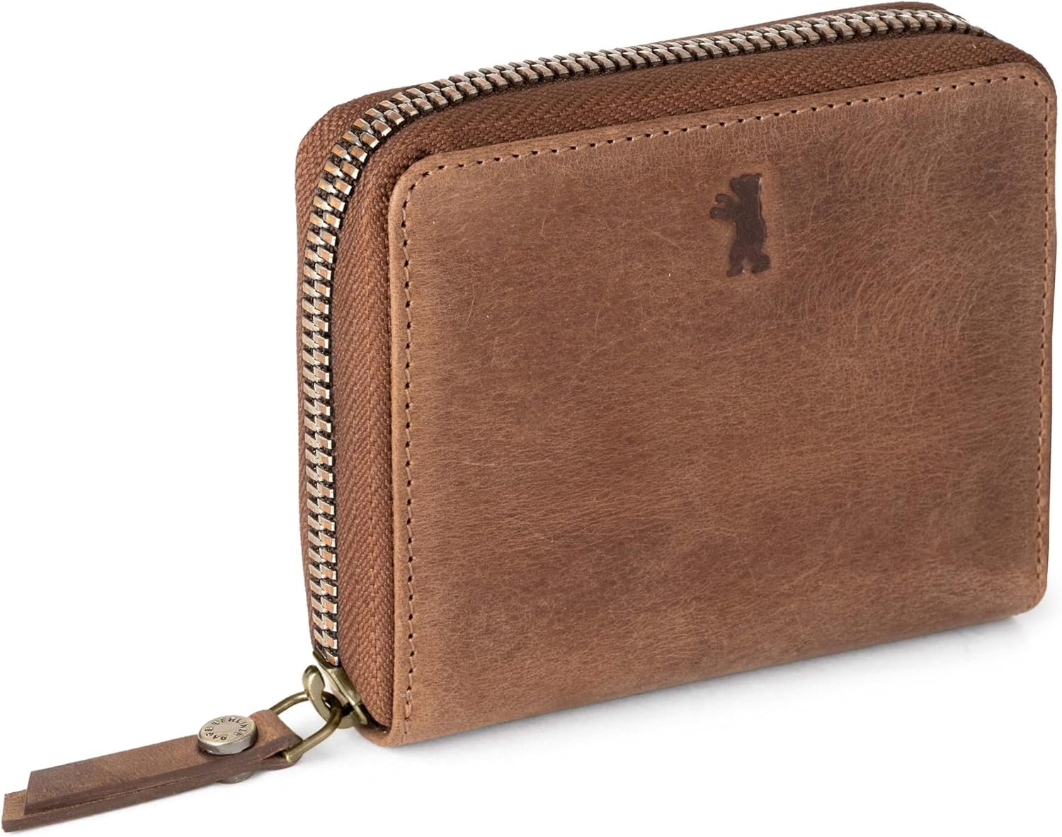BERLINER BAGS Premium Genuine Leather Small Wallet for Women Palermo, 8 Card Slots, 1 ID Window, Mini Bifold Wallet for Cash, RFID Blocking, with Zipped Coin Pocket, Gift Box – Brown