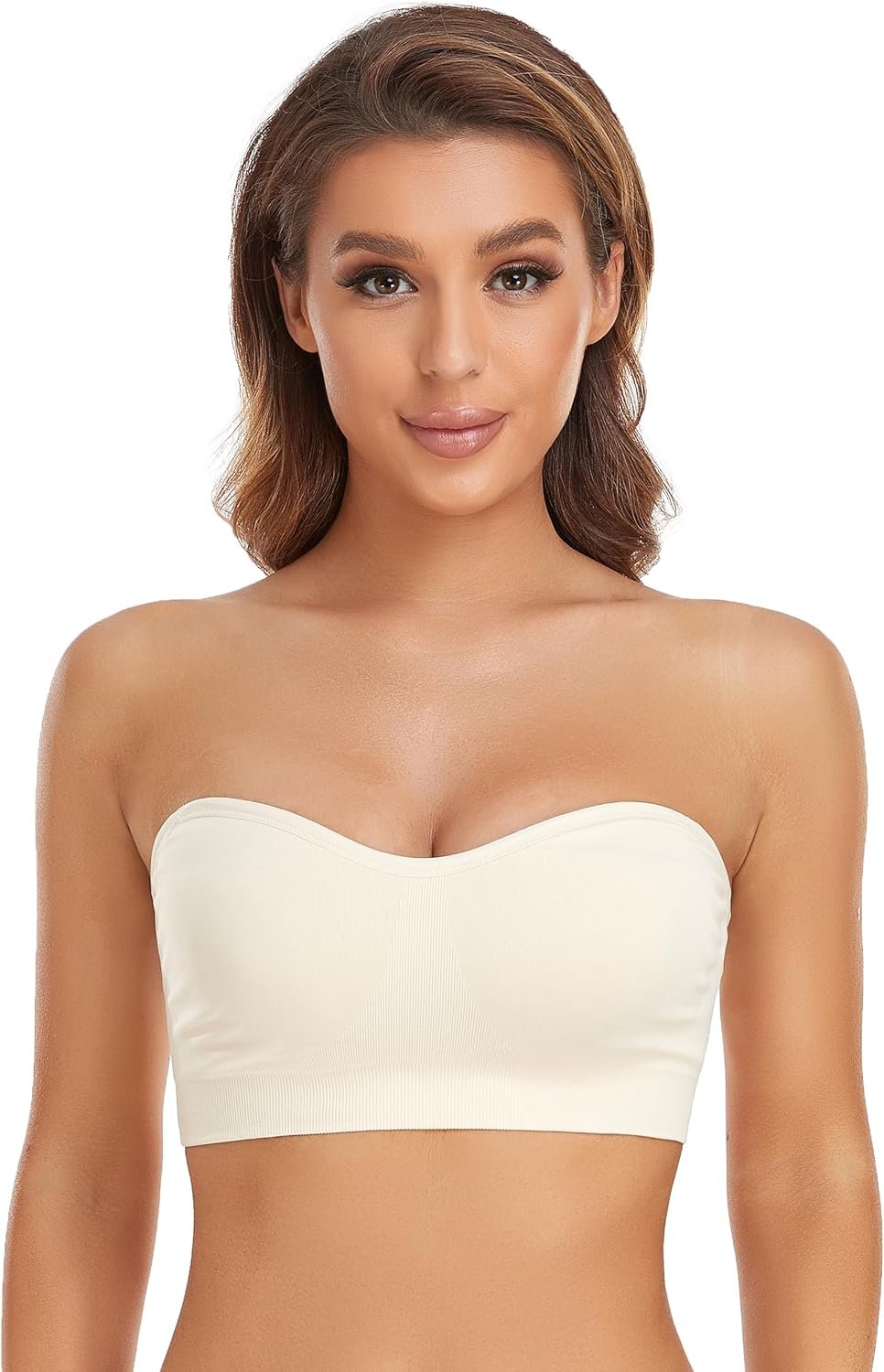 Lusait Strapless Bra for Women Non-Slip Silicone Padded Bandeau Bra Wireless Tube Top Bralette