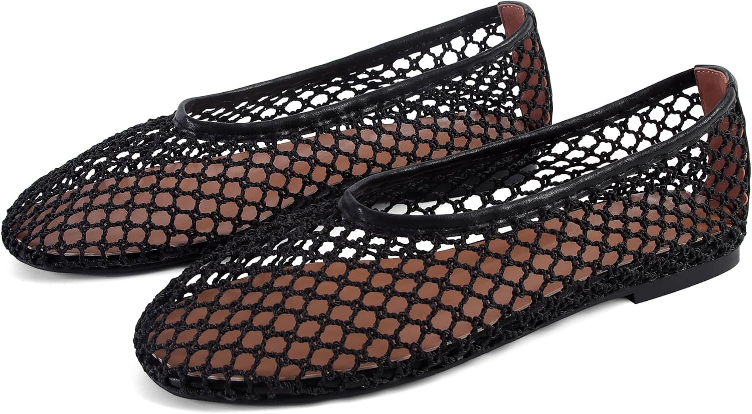 SOVANYOU Mesh Ballet Flats for Women Slip On Round Toe Comfy Casual Office Fishnet Ballerina Flat Shoes