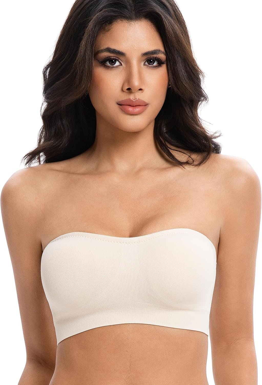 Lusait Strapless Bras for Women Non-Slip Seamless Padded Bandeau Bra Wireless Convertible Tube Top Bralette