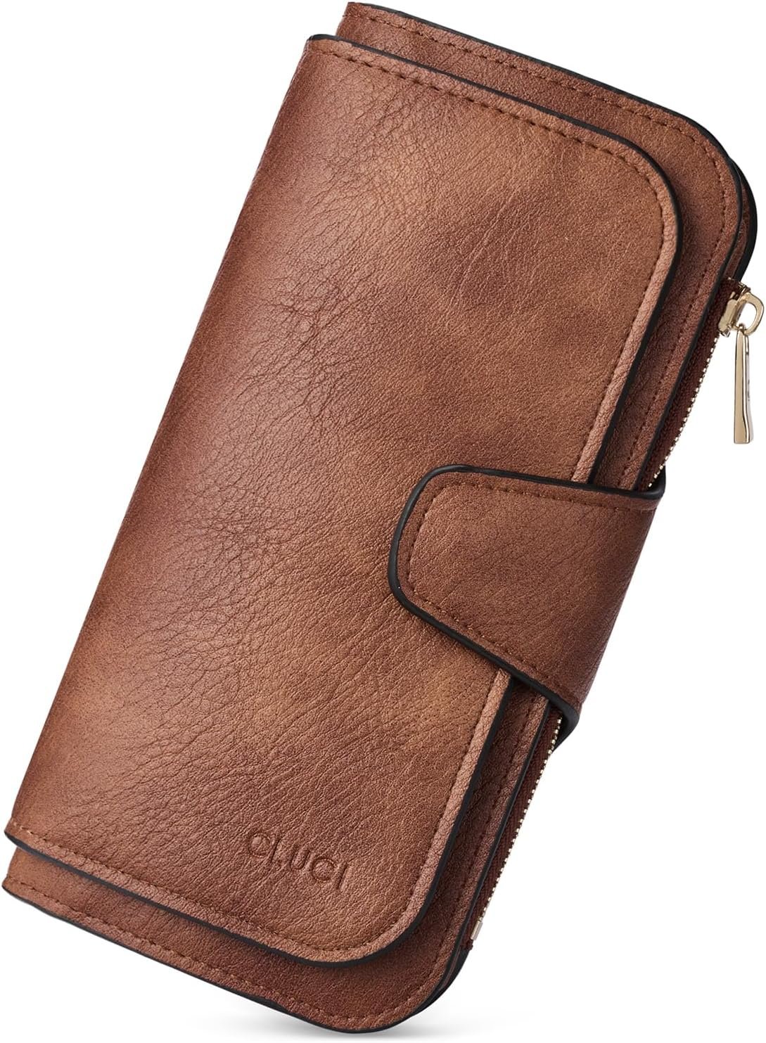 CLUCI Wallet For Women PU Leather RFID Blocking Womens Wallet Bifold Card Holder with ID Window Gifts for Women Birthday | RFID Blocking